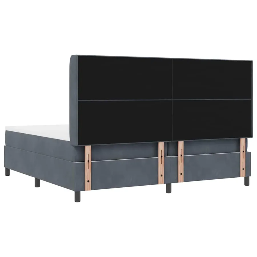 Lit à ressorts avec bandes LED Gris foncé 200 x 200 cm Velours - 8