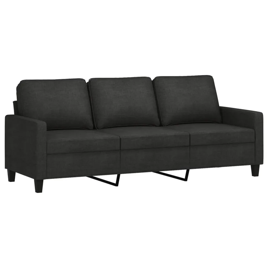 Ensemble de canapés 3 pcs avec coussins Noir Tissu - 4