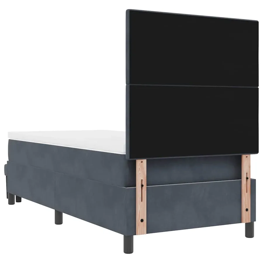 Lit à ressorts avec tête de lit Gris foncé 190 x 90 cm Velours - 8