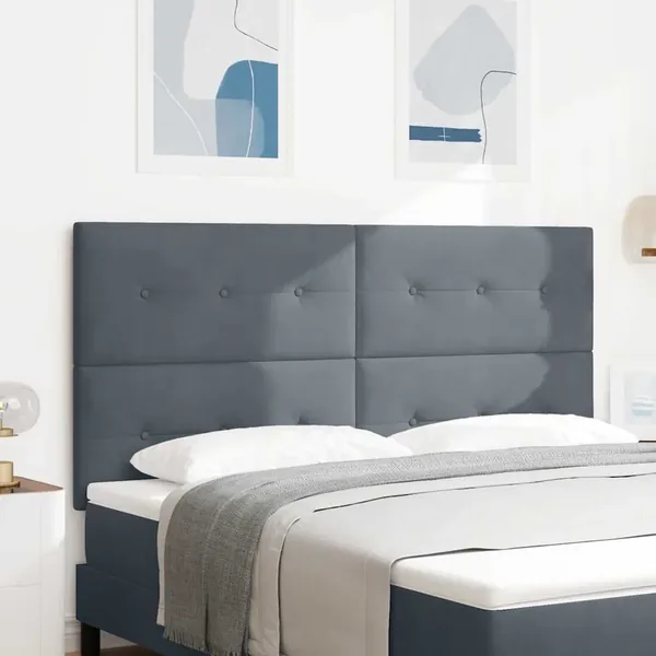 Tête de lit LED avec bandes LED Gris 180 cm Velours