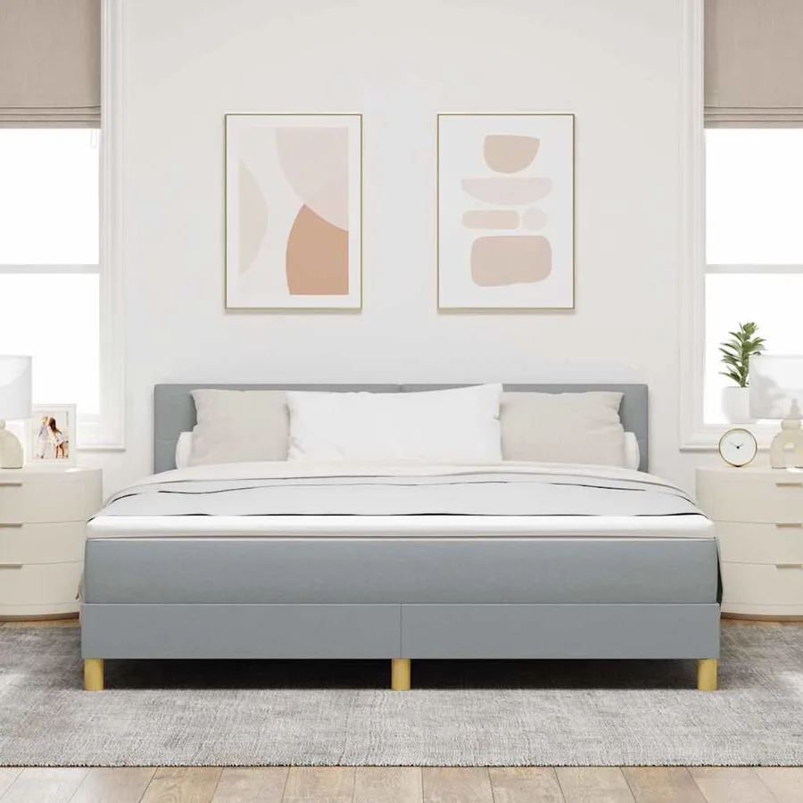 Lit à ressort LED avec bandes LED Gris clair 180 x 200 cm tissu - 4