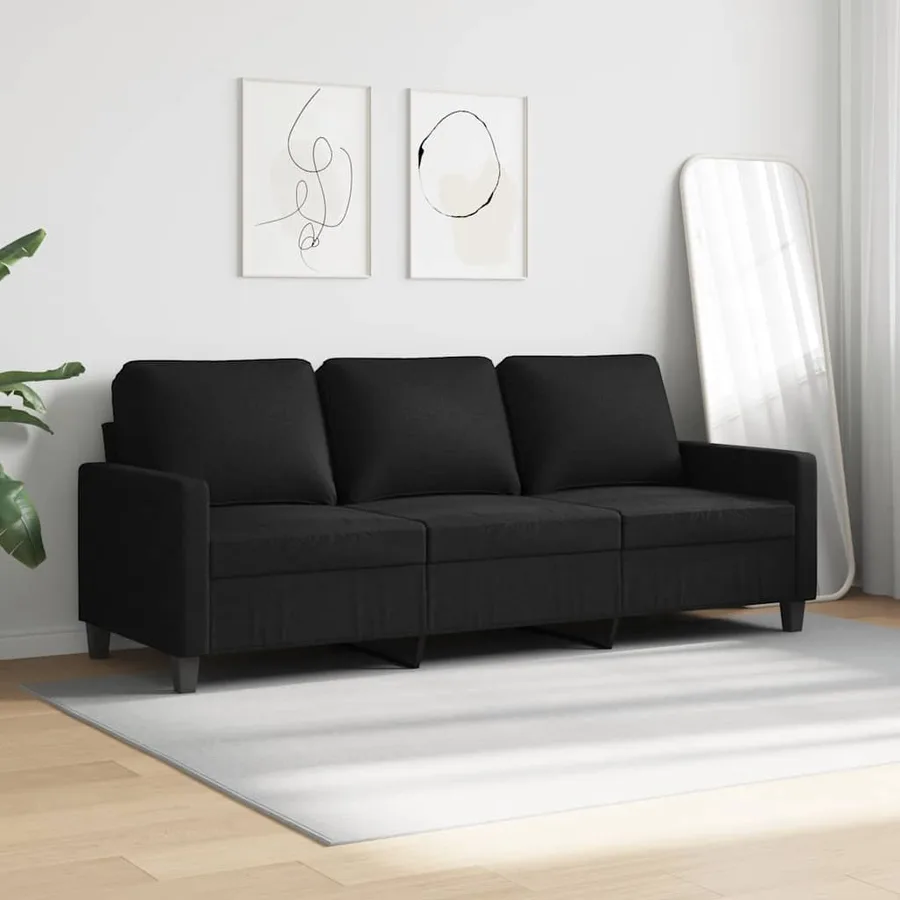 Canapé à 3 places Noir 180 cm Tissu - 3