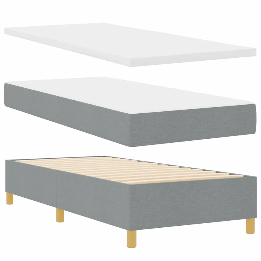 Lit à ressorts avec tête de lit Gris clair 200 x 90 cm tissu - 4