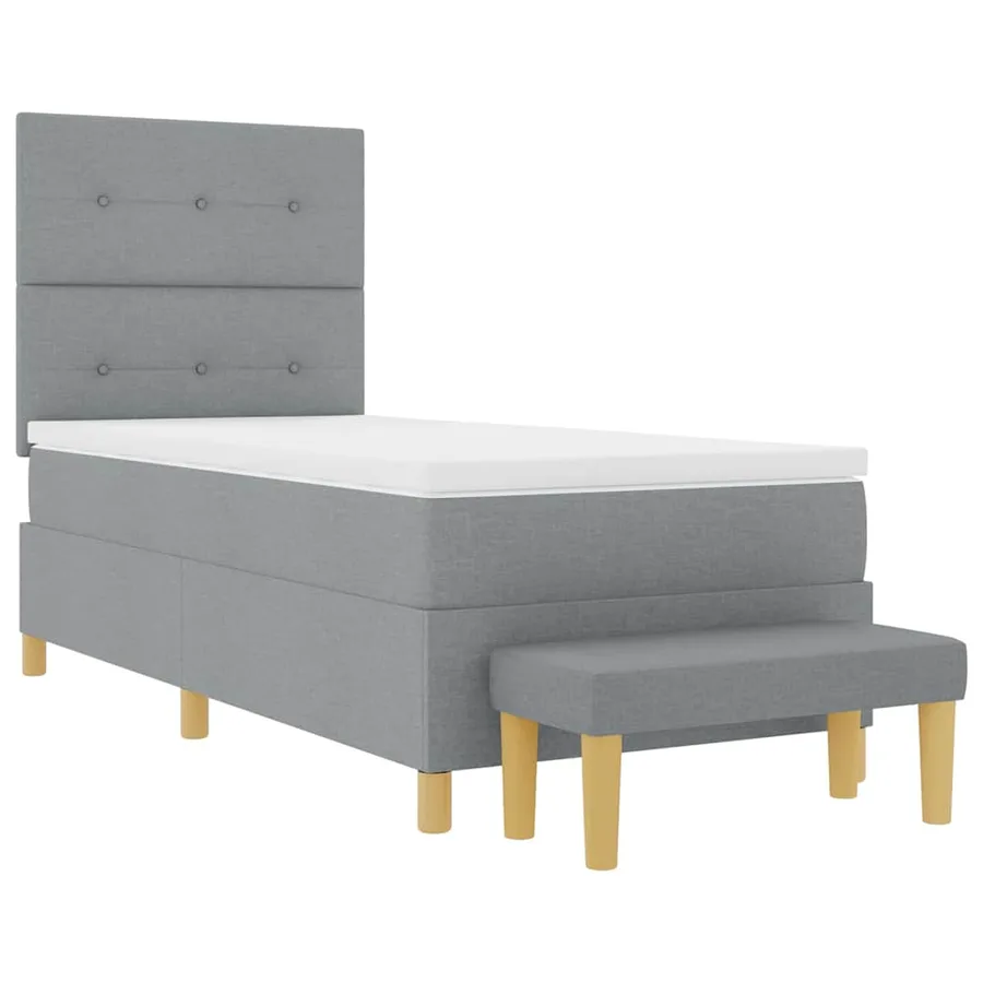 Lit à ressorts avec tête de lit Gris clair 200 x 90 cm tissu - 7
