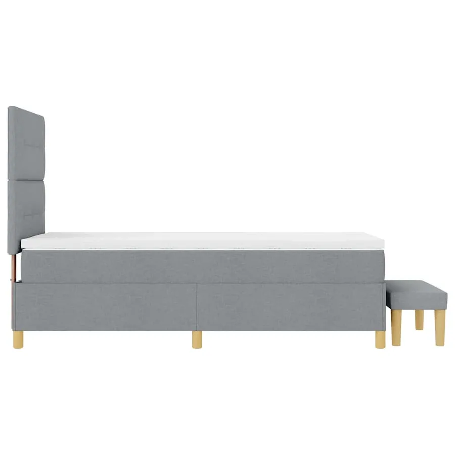 Lit à ressorts avec tête de lit Gris clair 200 x 90 cm tissu - 9