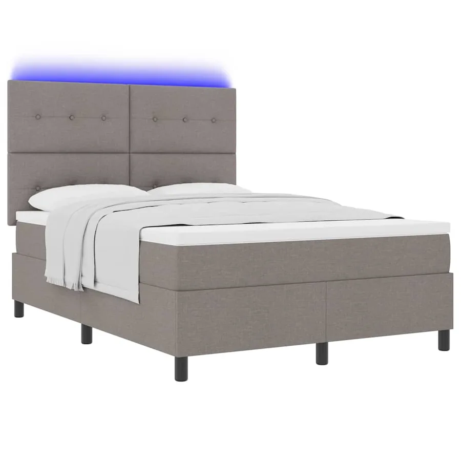 Lit à ressorts avec bandes LED Taupe 160 x 200 cm tissu - 3