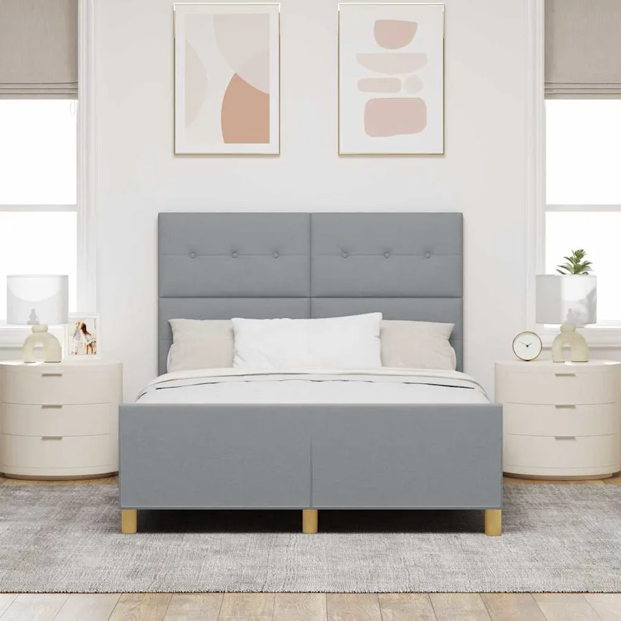 Cadre de lit avec tête de lit Gris clair 160 x 200 cm tissu - 3