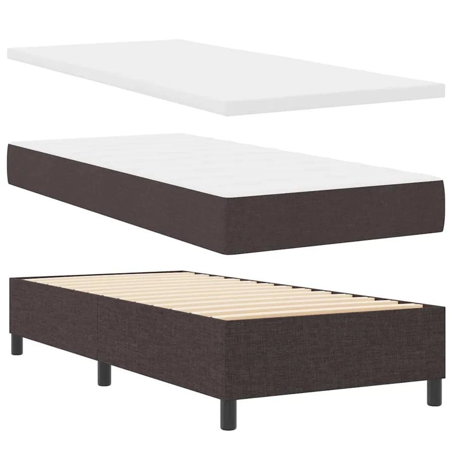 Lit à ressorts avec tête de lit Marron foncé 90 x 200 cm tissu - 6