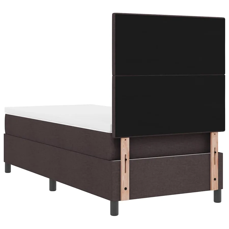 Lit à ressorts avec tête de lit Marron foncé 90 x 200 cm tissu - 9