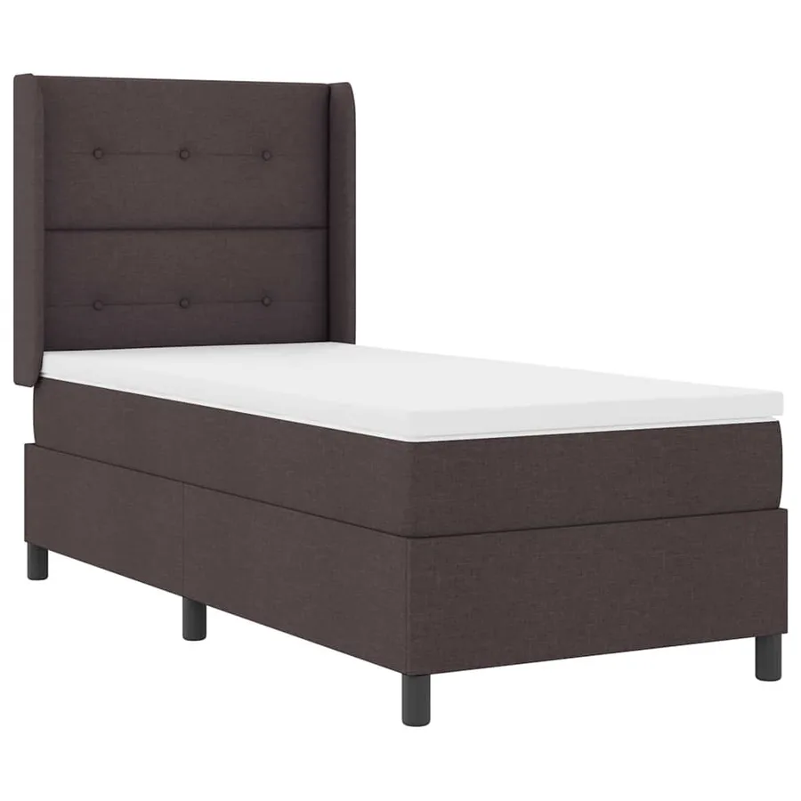 Lit à ressort LED Marron foncé 90 x 190 cm tissu - 2