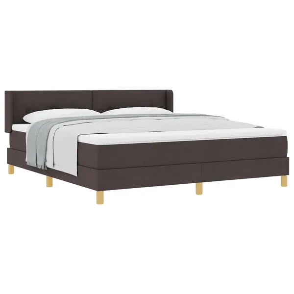 Lit à ressorts avec tête de lit Marron foncé 200 x 180 cm tissu