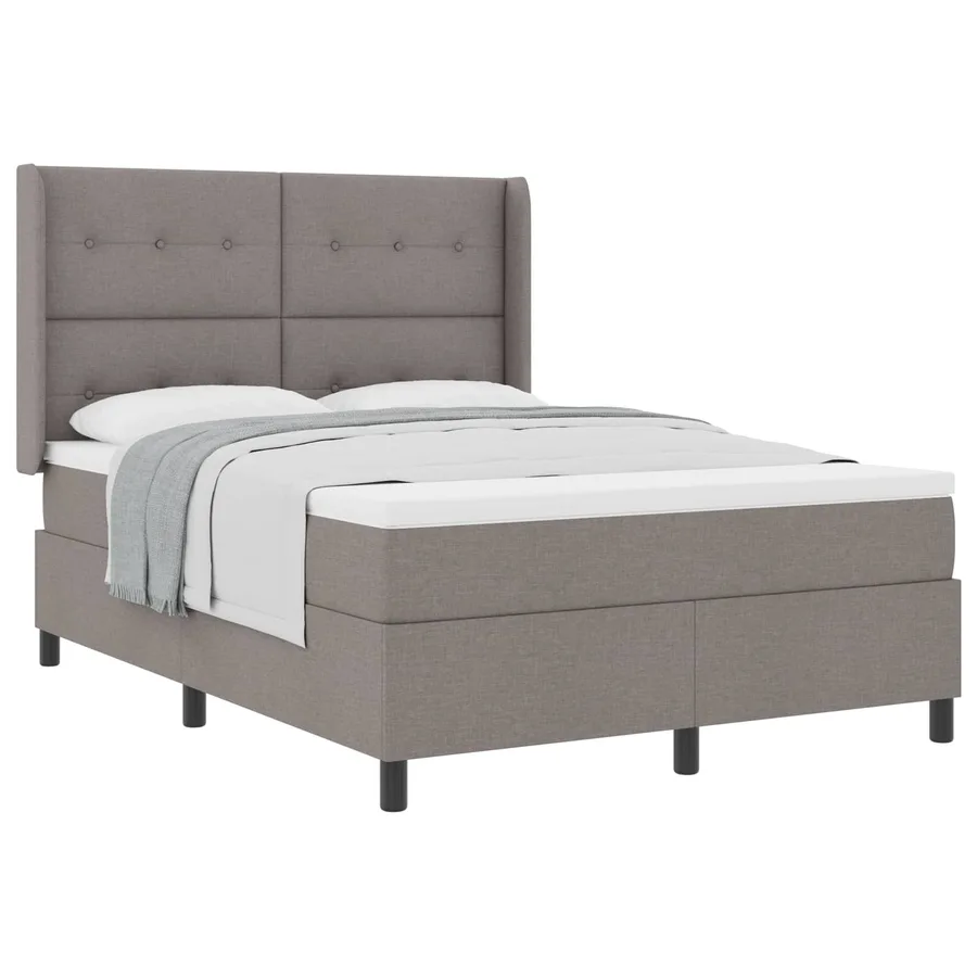 Lit à ressorts avec coussin Taupe 200 x 160 cm tissu - 2