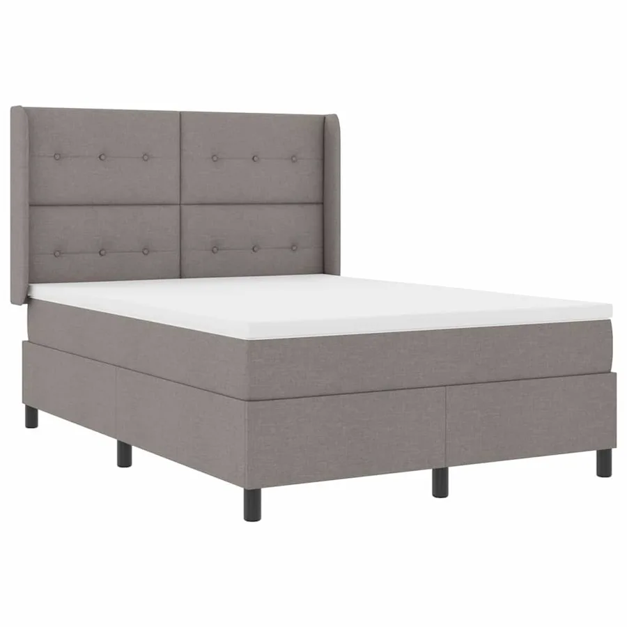 Lit à ressorts avec coussin Taupe 200 x 160 cm tissu - 4