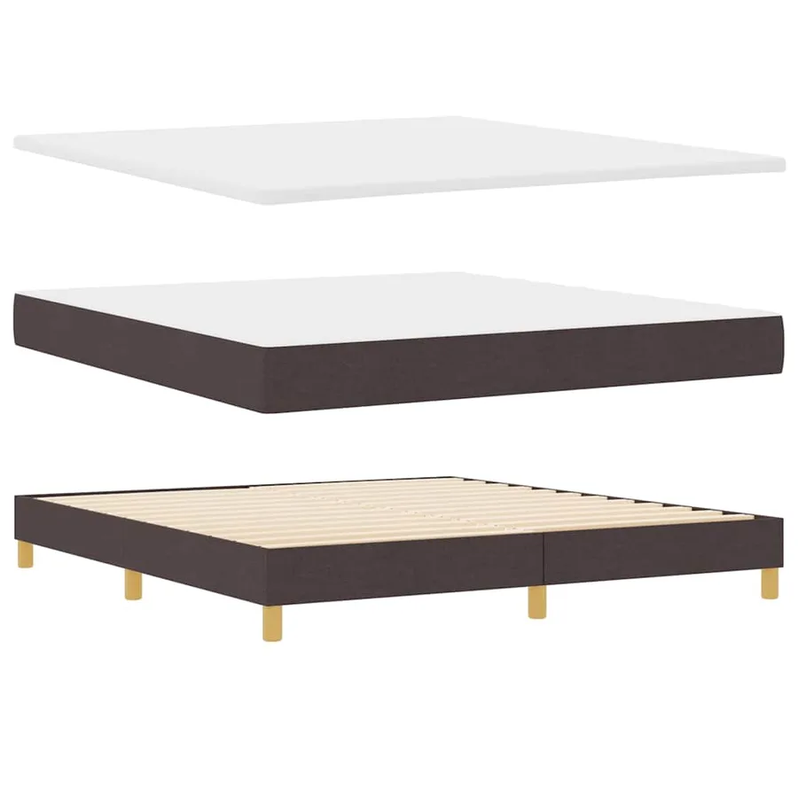 Lit à ressorts avec tête de lit Marron foncé 180 x 200 cm tissu - 4