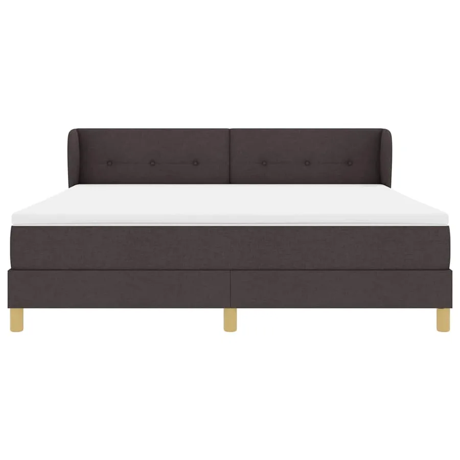 Lit à ressorts avec tête de lit Marron foncé 180 x 200 cm tissu - 7