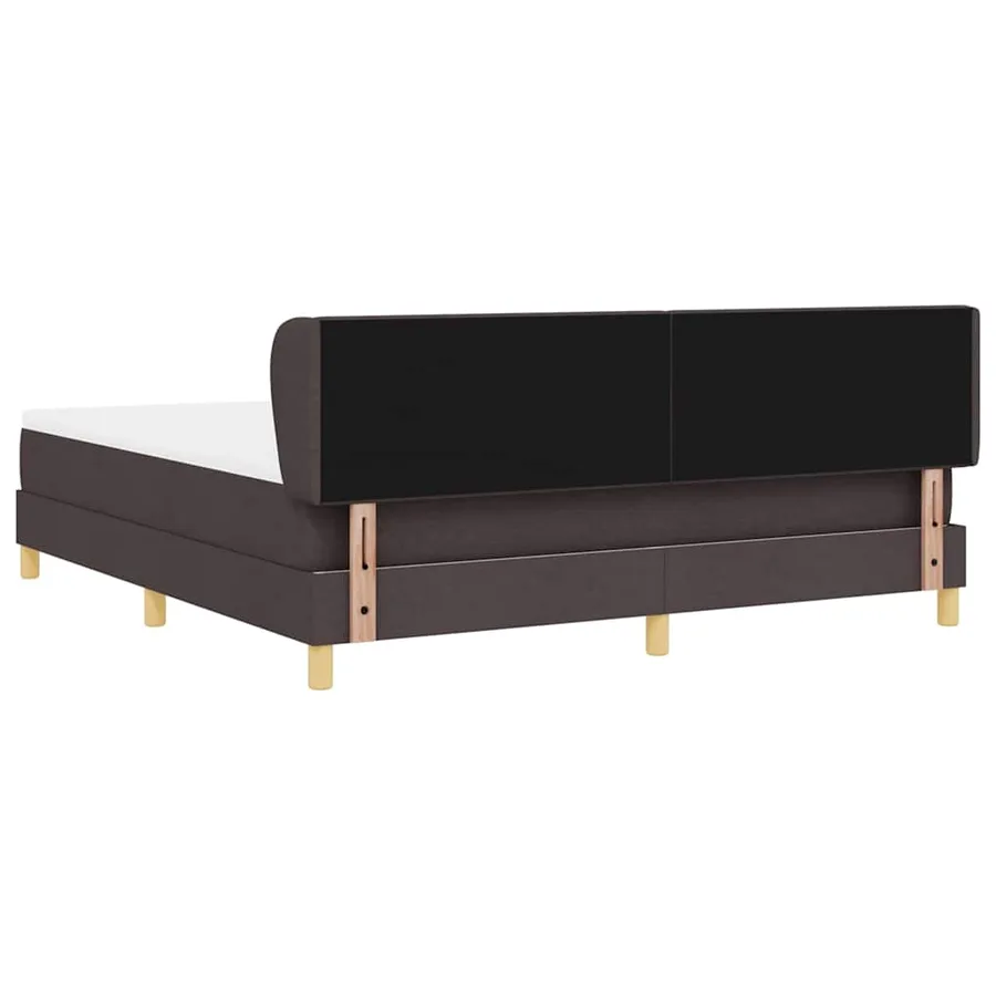 Lit à ressorts avec tête de lit Marron foncé 180 x 200 cm tissu - 9