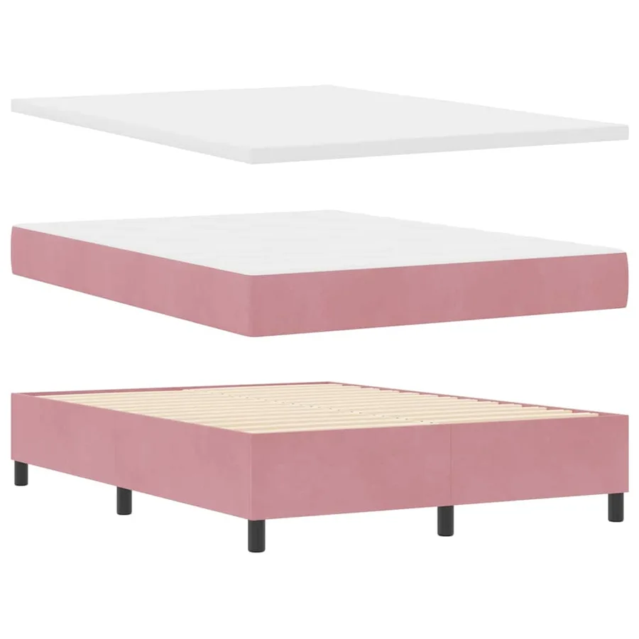 Lit à ressort LED avec tête de lit Rose 140 x 190 cm Velours - 7