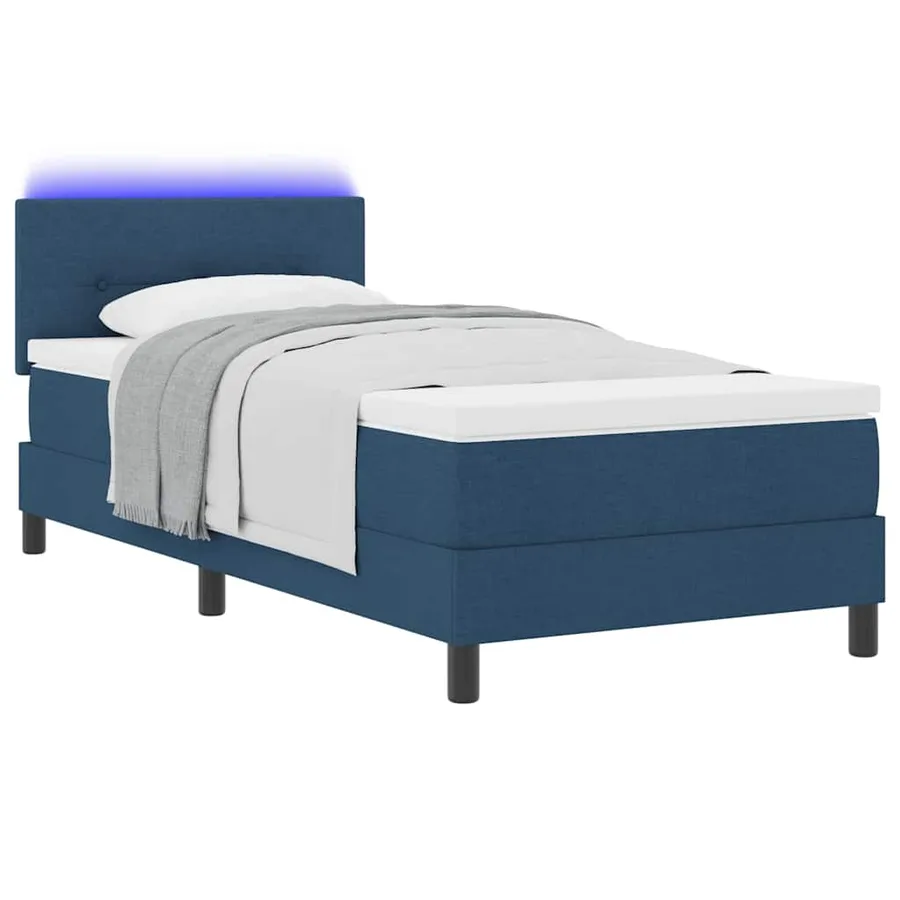 Lit à ressorts avec bandes LED Bleu 100 x 200 cm tissu - 3