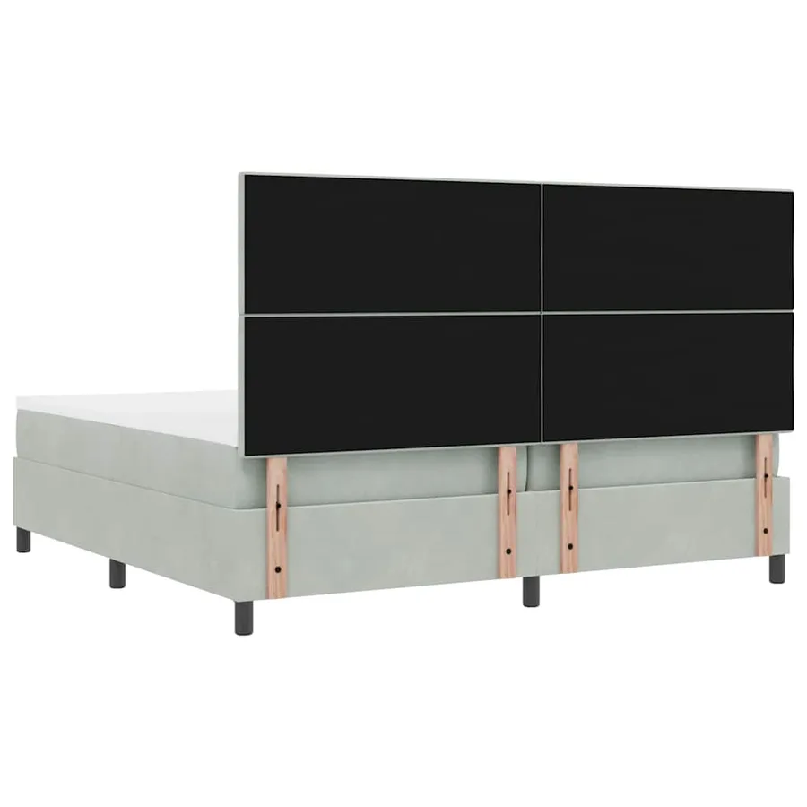 Lit à ressort LED Gris clair 200 x 200 cm Velours - 10
