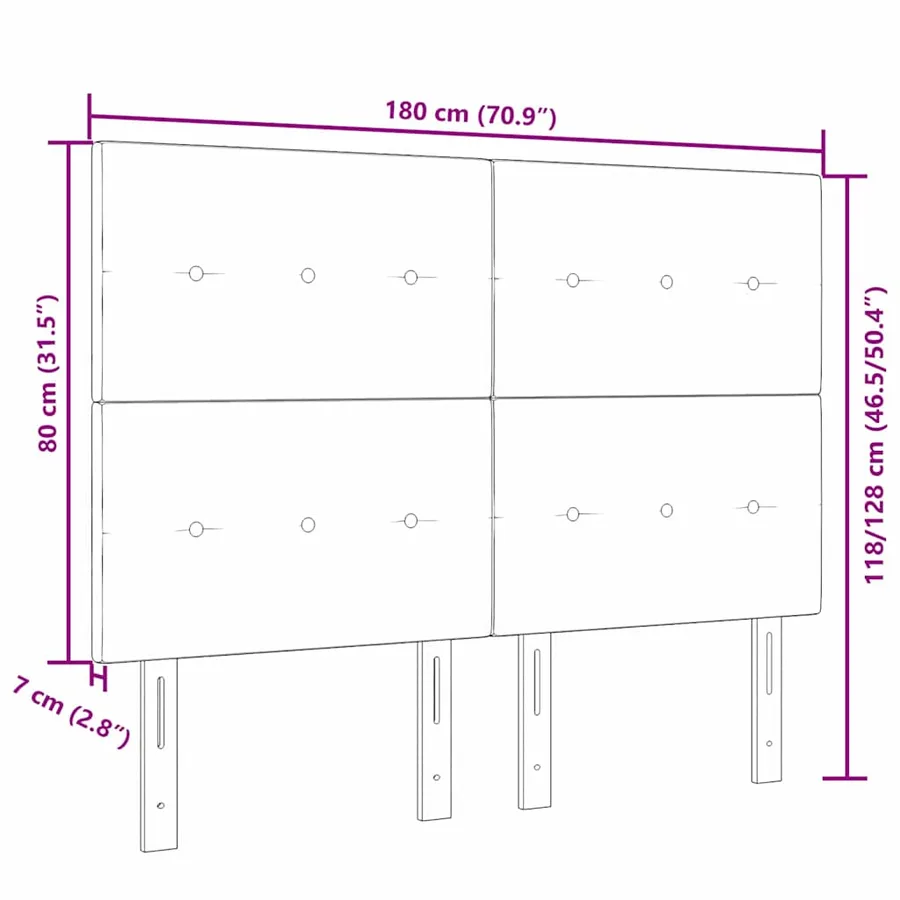 Tête de lit réglable en hauteur Noir 180 cm tissu - 9