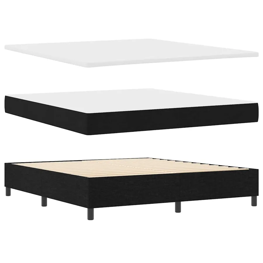 Lit à ressorts avec coussin Noir 200 x 180 cm tissu - 5