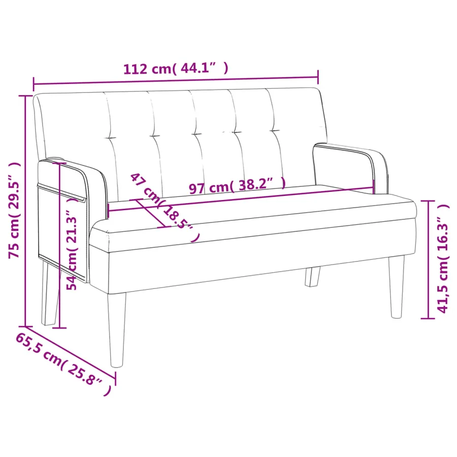 Banc avec dossier marron 112x65,5x75 cm similicuir - 8
