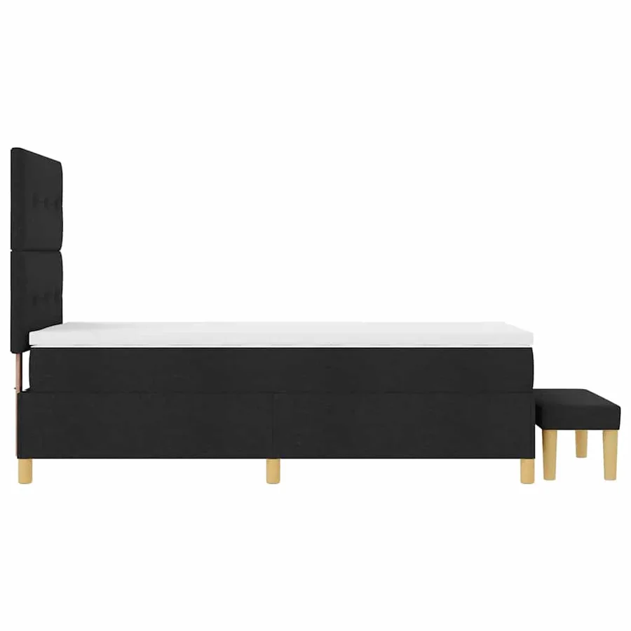 Lit à ressorts avec tête de lit Noir 190 x 90 cm tissu - 9