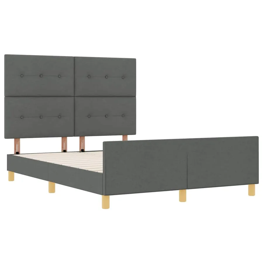 Cadre de lit avec tête de lit Gris foncé 140 x 190 cm tissu - 5