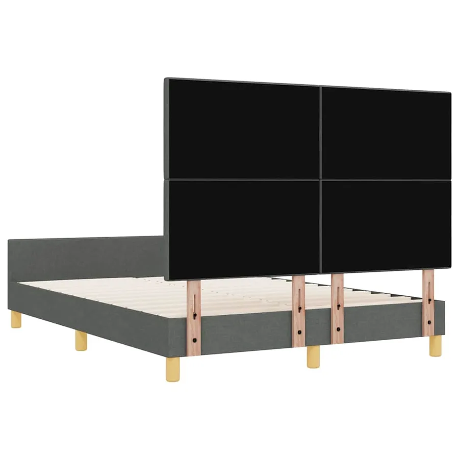 Cadre de lit avec tête de lit Gris foncé 140 x 190 cm tissu - 9