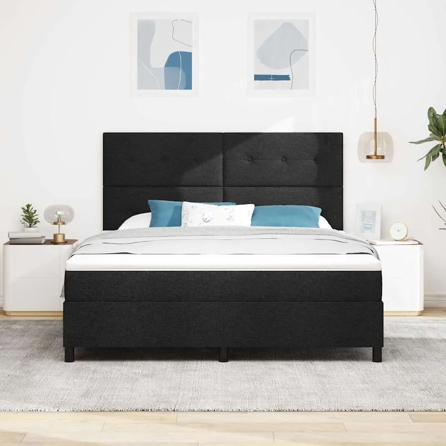 Lit à ressorts avec bandes LED Noir 180 x 200 cm tissu - 4