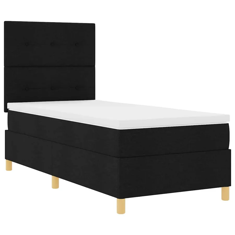 Lit à ressort LED avec tête de lit Noir 90 x 200 cm tissu - 6