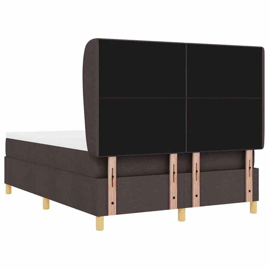 Lit à ressorts avec tête de lit Marron foncé 200 x 160 cm tissu - 9