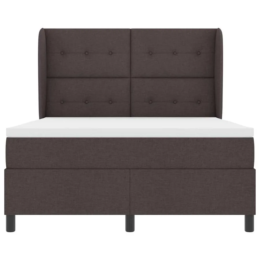 Lit à ressorts avec tête de lit Marron foncé 160 x 200 cm tissu - 7