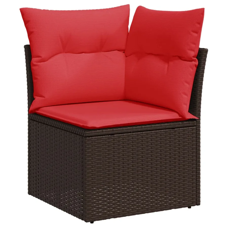 Ensemble de canapé de jardin 6 pcs avec coussins marron résine tressée - 4