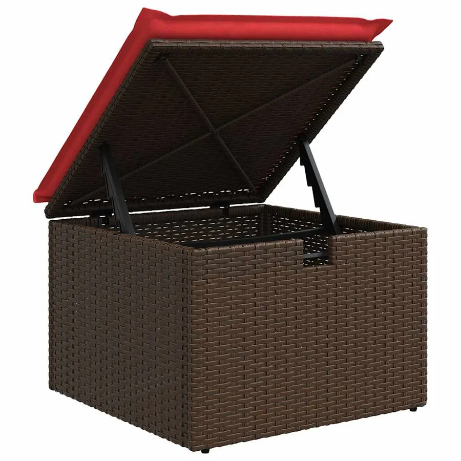 Salon de jardin 6 pcs avec coussins marron résine tressée acacia - 9