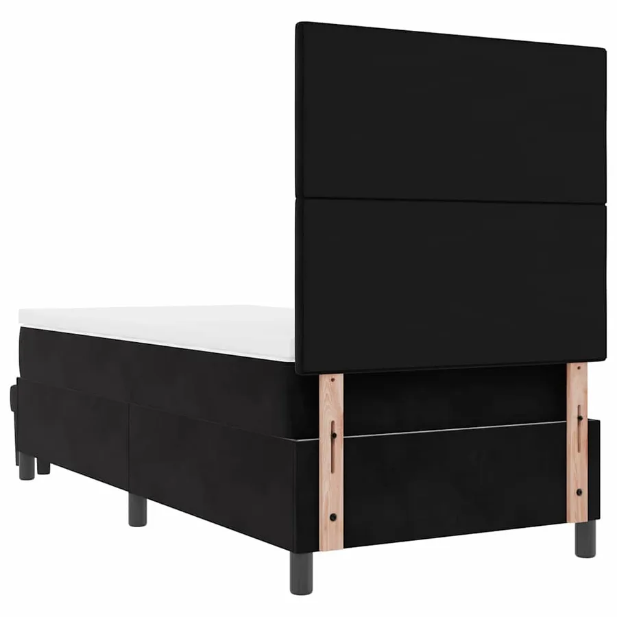 Lit à ressorts avec coussin Noir 200 x 90 cm Velours - 8