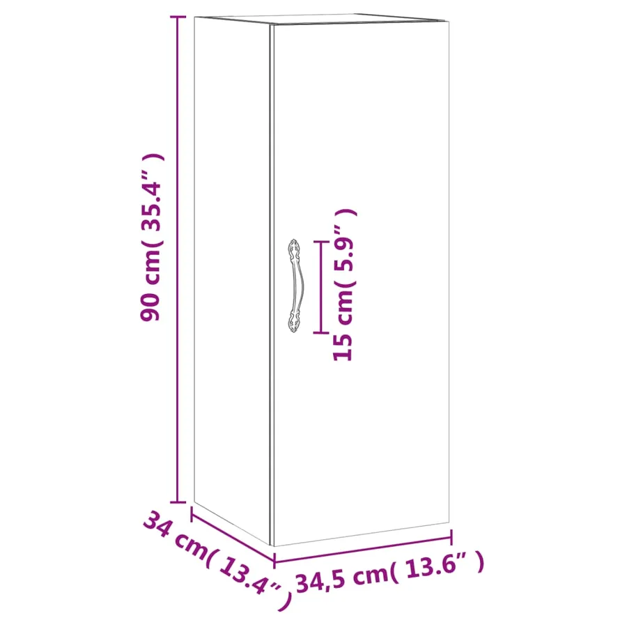 Armoire murale sonoma gris 34,5x34x90 cm bois d'ingénierie - 13