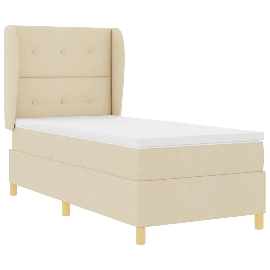 Lit à ressorts avec tête de lit Crème 200 x 90 cm tissu - 5