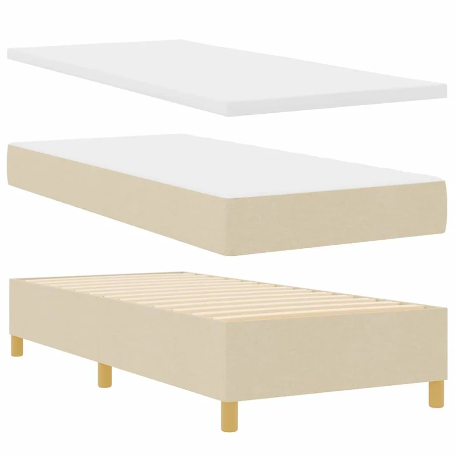 Lit à ressorts avec tête de lit Crème 200 x 90 cm tissu - 6