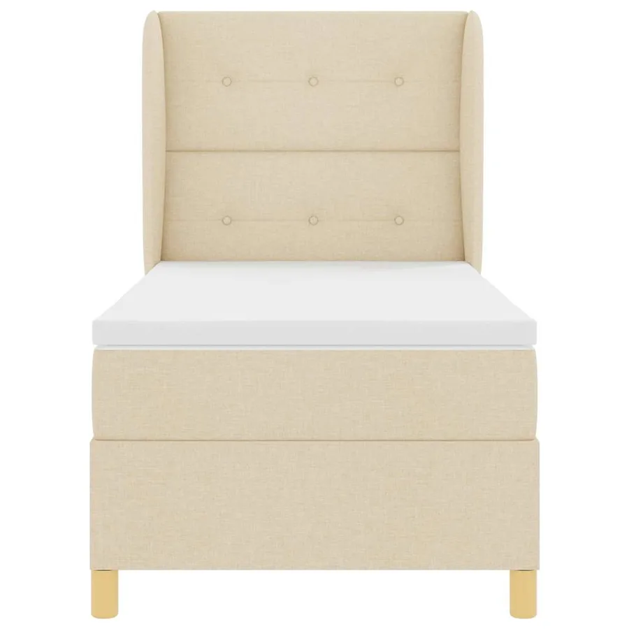 Lit à ressorts avec tête de lit Crème 200 x 90 cm tissu - 7