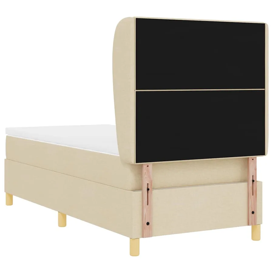 Lit à ressorts avec tête de lit Crème 200 x 90 cm tissu - 9