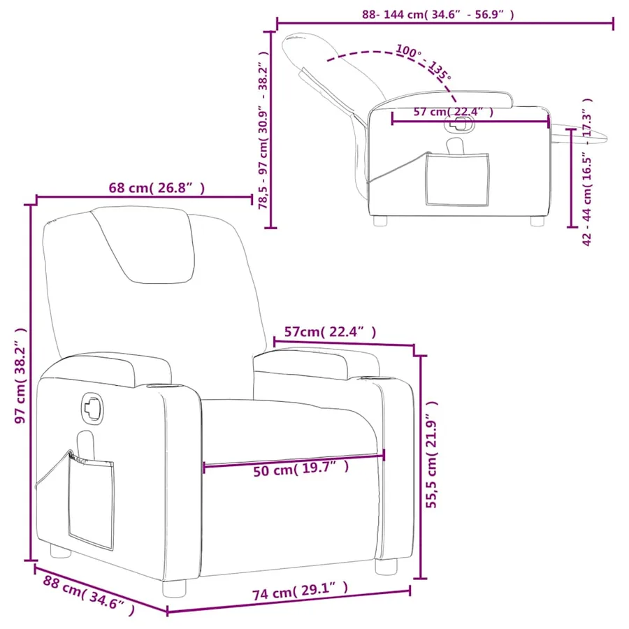 Fauteuil de massage inclinable Noir Tissu - 13