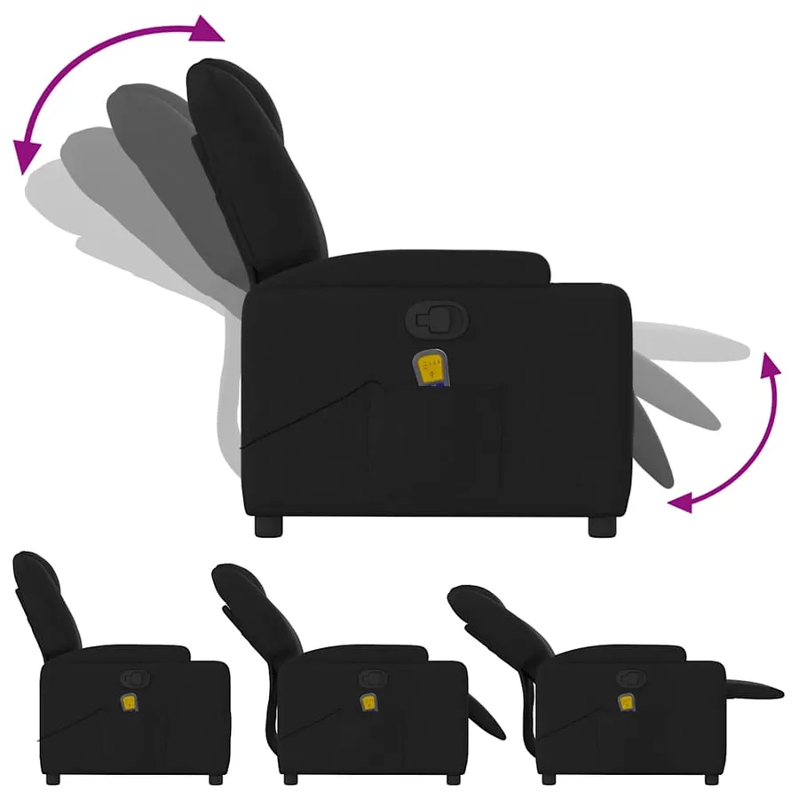 Fauteuil de massage inclinable Noir Tissu - 7