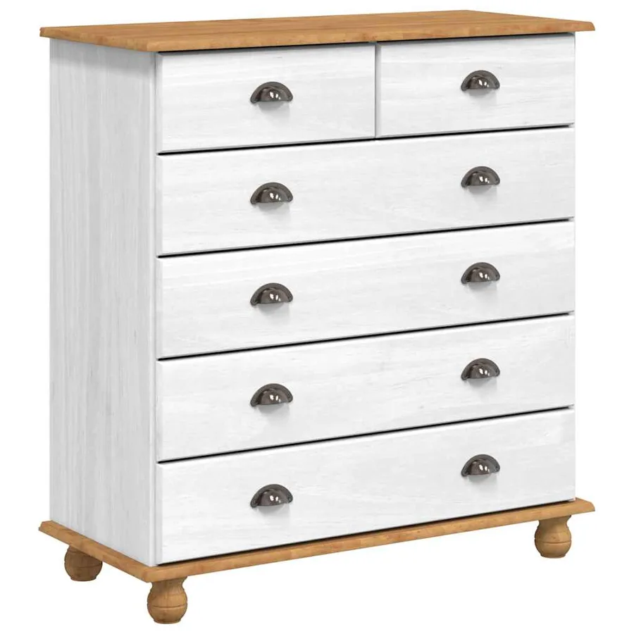 Commode ASKIM Blanc 91 x 40 x 95,5 cm Bois de pin massif - 2
