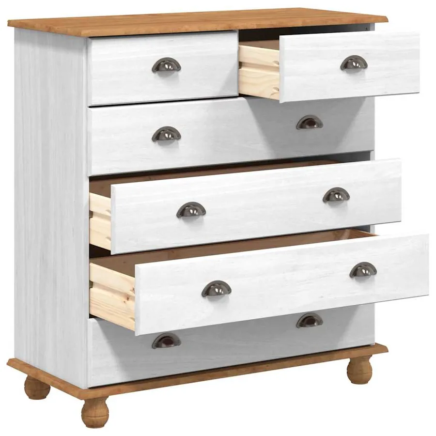 Commode ASKIM Blanc 91 x 40 x 95,5 cm Bois de pin massif - 5