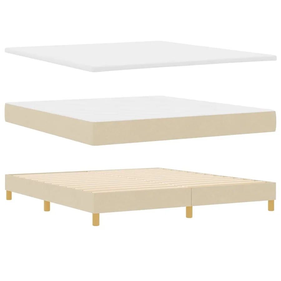 Lit à ressorts avec tête de lit Crème 200 x 180 cm tissu - 4