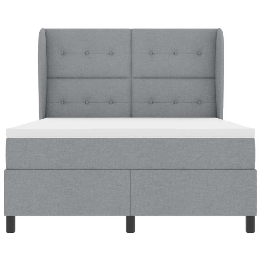 Lit à ressorts avec tête de lit Gris clair 140 x 190 cm tissu - 7