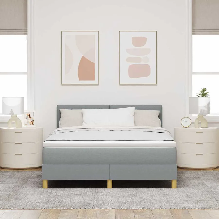 Lit à ressort LED avec bandes LED Gris clair 140 x 190 cm tissu - 4