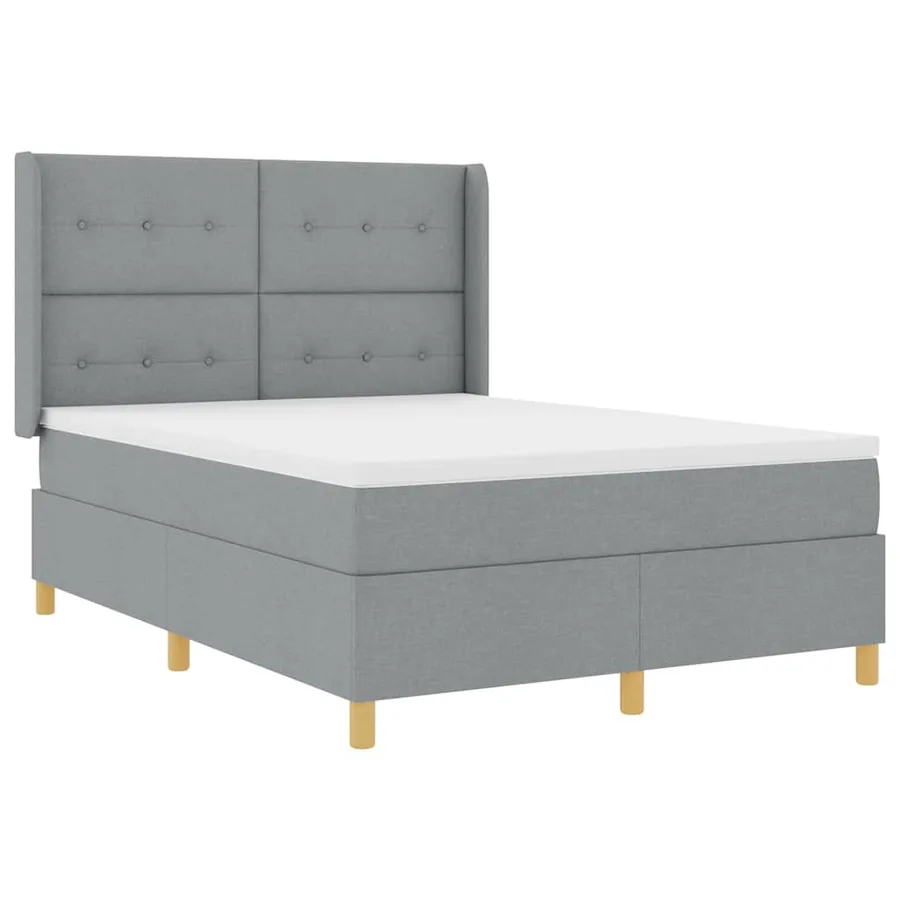 Lit à ressorts avec bandes LED Gris clair 140 x 190 cm tissu - 2