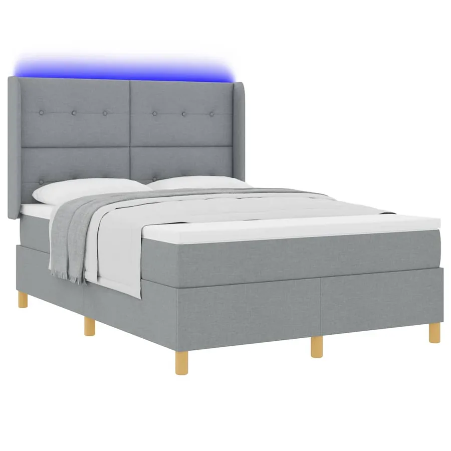 Lit à ressorts avec bandes LED Gris clair 140 x 190 cm tissu - 3